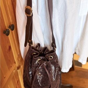 Carmen Paya Spanish  Brown Leather Bucket Bag